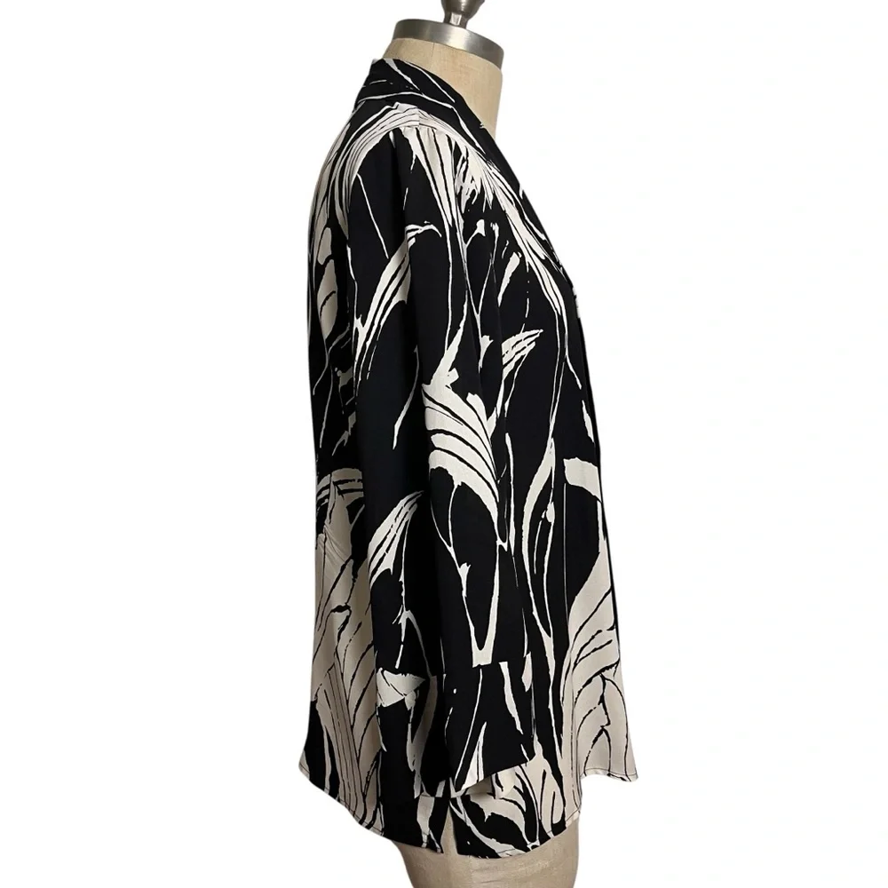 Harari 100% Silk Abstract Print Open Front Jacket / Cardigan Kimono – Size L - Picture 5 of 10